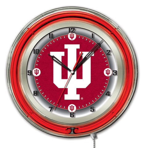 Indiana hoosiers hbs reloj de pared con batería universitario rojo neón (19") - deportivo