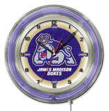 James madison dukes hbs reloj de pared universitario con pilas, color morado neón (19") - deportivo