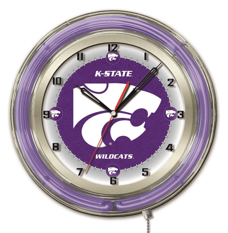 Kansas State Wildcats HBS Neon Purple College Battery Powered Wall Clock (19") - Sporting Up