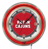 Louisiane-lafayette Ragin Cajuns hbs horloge murale alimentée par batterie rouge néon (19") - faire du sport