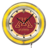 Minnesota golden tuzas hbs reloj de pared con batería rojo amarillo neón (19 ") - deportivo