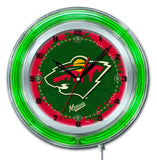 Minnesota Wild HBS Neon Green Hockey Battery Powered Wall Clock (19") - Sporting Up