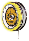 Missouri Tigers HBS Neon Yellow Gold College Battery Powered Wall Clock (19") - Sporting Up