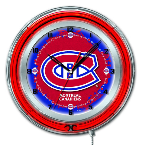 Shop Montreal Canadiens HBS Neon Red Hockey Battery Powered Wall Clock (19") - Sporting Up