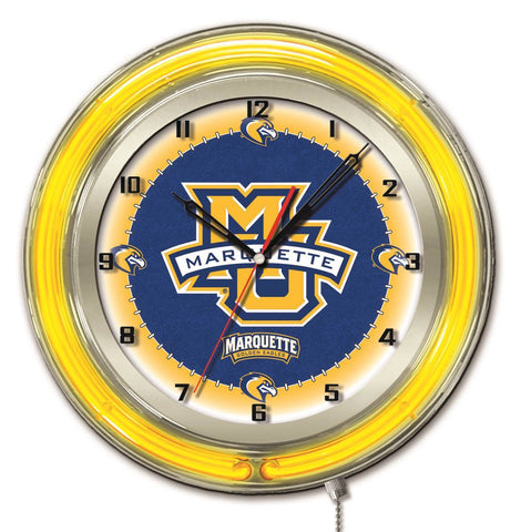 Shop Marquette Golden Eagles HBS Neon Yellow College Battery Powered Wall Clock (19") - Sporting Up