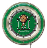 Reloj de pared con batería Marshall Thundering Herd hbs verde neón universitario (19") - deportivo