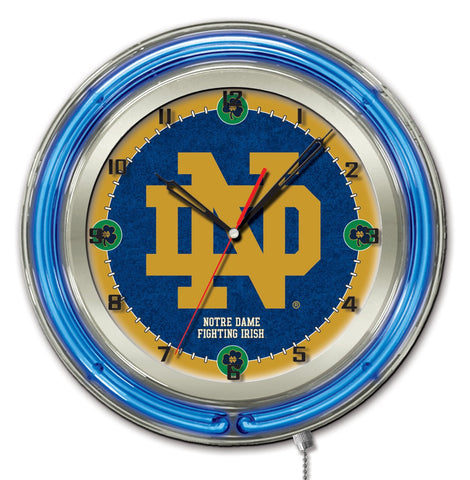 Notre Dame Fighting Irish HBS Neon Blue "ND" Battery Powered Wall Clock (19") - Sporting Up