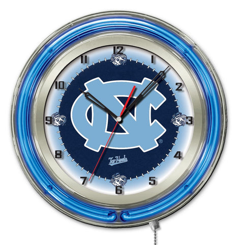North Carolina Tar Heels HBS Neon Blue College Horloge murale alimentée par batterie (48,3 cm) – Sporting Up