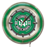 Reloj de pared con batería de hockey de neón hbs de los halcones de lucha de dakota del norte (19 ") - sporting up