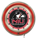 Northern Illinois Huskies HBS Neon Red College Battery Powered Wall Clock (19") - Sporting Up
