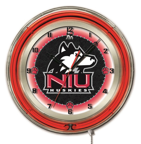 Horloge murale alimentée par batterie Northern Illinois Huskies hbs rouge néon (19") - faire du sport