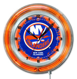 New York Islanders HBS Neon Orange Hockey Battery Powered Wall Clock (19") - Sporting Up