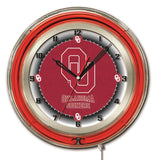 Oklahoma Sooners hbs Reloj de pared con batería de color rojo neón universitario (19") - deportivo