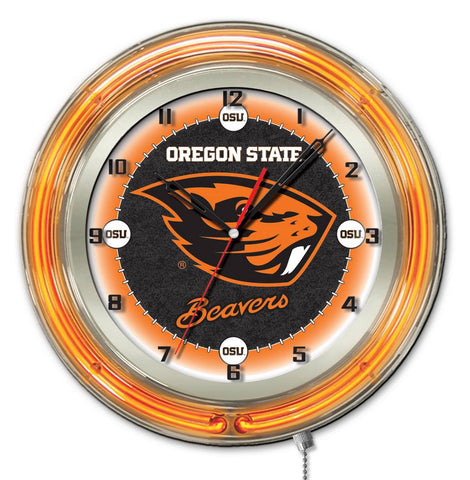 Oregon State Beavers HBS neonorangefarbene College-Wanduhr mit Batterie (19 Zoll) – sportlich