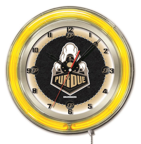 Boutique Purdue Chaudronniers hbs horloge murale alimentée par batterie collège jaune fluo (19") - faire du sport