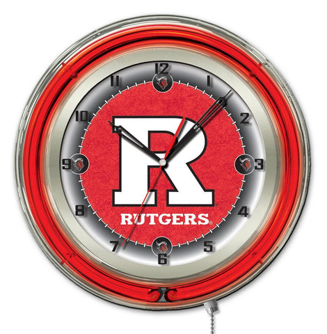 Boutique Rutgers Scarlet Knights HBs Neon Red College Horloge murale alimentée par batterie (19") - Sporting Up