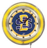 Reloj de pared con batería de color amarillo neón hbs jackrabbits del estado de dakota del sur (19") - deportivo