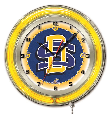 Achetez une horloge murale alimentée par batterie jaune fluo hbs de l'état du Dakota du Sud (19") - faire du sport