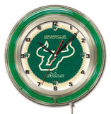 Reloj de pared con batería de la universidad verde neón usf bulls hbs del sur de florida (19 ") - deportivo