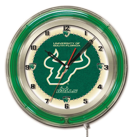 Compre reloj de pared con batería de la universidad verde neón usf bulls hbs del sur de florida (19 ") - haciendo deporte