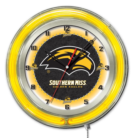 Shop Southern Miss Golden Eagles HBS Neon Yellow Battery Powered Wall Clock (19") - Sporting Up