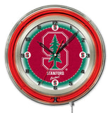 Reloj de pared con pilas de la universidad de color rojo neón de Stanford cardinal hbs (19") - deportivo