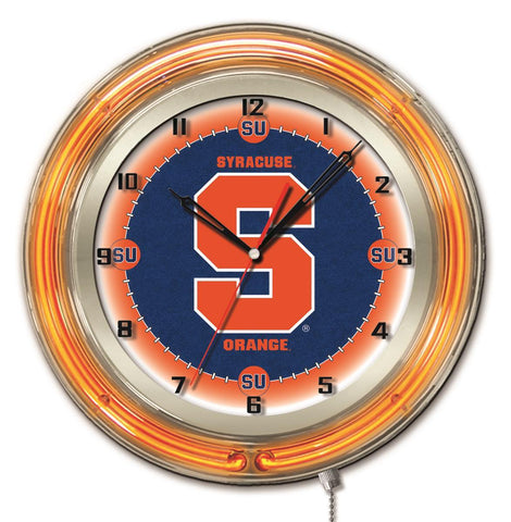 Shop Syracuse Orange HBS Neon Orange Navy College batteriebetriebene Wanduhr (19 Zoll) – sportlich