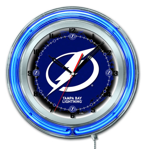 Magasinez l'horloge murale alimentée par batterie de hockey bleu néon Lightning hbs de Tampa Bay (19") - Sporting Up