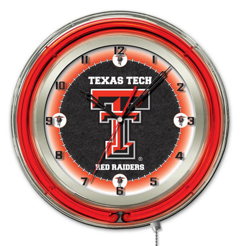 Texas Tech Red Raiders HBs neonrote College-Wanduhr mit Batterie (19 Zoll) – sportlich