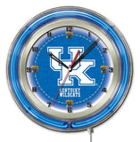 Kentucky Wildcats HBS Neon Blue "UK" College Battery Powered Wall Clock (19") - Sporting Up