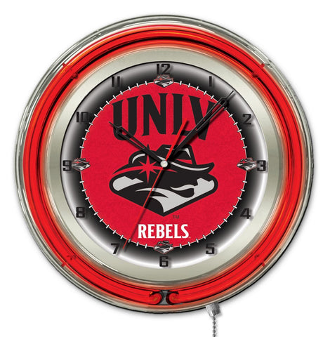 Boutique unlv rebels hbs horloge murale à piles rouge néon college (19") - sporting up
