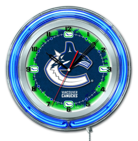 Shop Vancouver Canucks HBS neonblaue, batteriebetriebene Hockey-Wanduhr (19 Zoll) – sportlich
