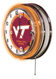 Virginia Tech Hokies HBS Neon Orange College Battery Powered Wall Clock (19") - Sporting Up