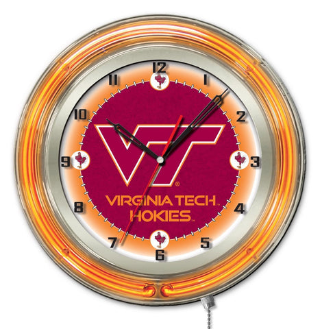 Virginia tech hokies hbs neon orange college batteridriven väggklocka (19 tum) - uppåt