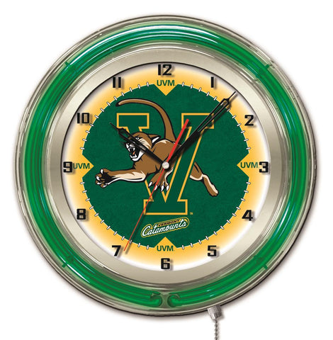 Shop Vermont Catamounts HBS Neon Green College Battery Powered Wall Clock (19") - Sporting Up