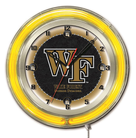 Shop Wake Forest Demon Deacons HBS Neon Yellow Battery Powered Wall Clock (19") - Sporting Up