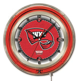 Western kentucky hilltoppers hbs reloj de pared con batería rojo neón (19 ") - deportivo