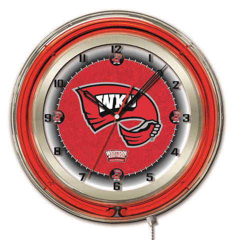 Achetez une horloge murale à piles rouge néon hbs western kentucky hilltoppers (19") - faire du sport