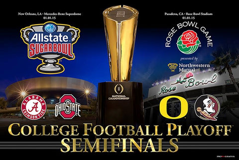 Shop 2015 College Football Semifinals 4 Team Rose And Sugar Bowl Poster 24" x 36" - Sporting Up