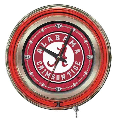 Reloj de pared con batería con logotipo "a" rojo neón de Alabama crimson tide hbs (15") - deportivo