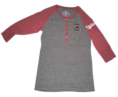 Shop South Carolina Gamecocks Colosseum Women Gray 5-Button Tri-Blend T-Shirt (M) - Sporting Up