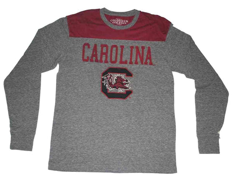 Shop South Carolina Gamecocks Colosseum Gray Maroon Long Sleeve Tri-Blend T-Shirt (L) - Sporting Up