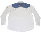 Baylor Bears Chiliwear beiges Denim-Schulter-Langarm-T-Shirt mit Knopfleiste (L) – sportlich
