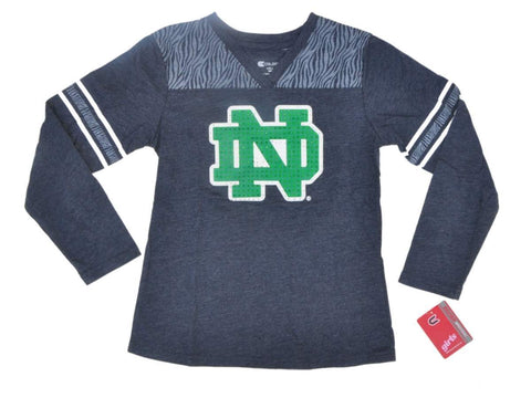 Shop Notre Dame Fighting Irish Colosseum Girl's Blue Long Sleeve V-Neck T-Shirt (M) - Sporting Up