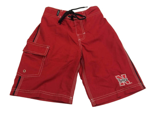 Shop Nebraska Cornhuskers CSS YOUTH Boy's Red Embroidered Swim Board Shorts (S) - Sporting Up