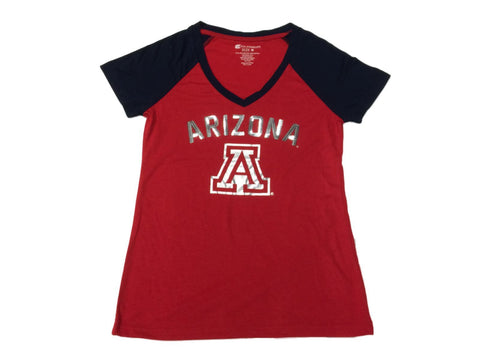 Achetez Arizona Wildcats Colosseum FEMMES Rouge avec logo à paillettes SS T-shirt à col en V (M) - Sporting Up