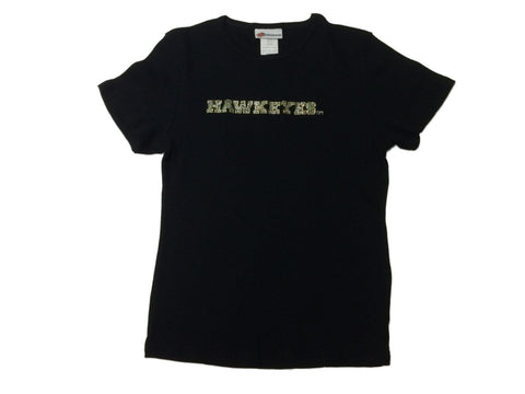 Camiseta de manga corta con logo de diamantes de imitación negro para mujer de Iowa hawkeyes 5th & ocean (m) - sporting up