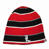 Louisville Cardinals Red Black & Gray Striped Reversible Skull Beanie Hat Cap - Sporting Up