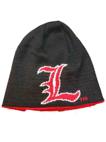 Louisville Cardinals Red Black & Gray Striped Reversible Skull Beanie Hat  Cap