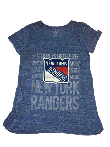 Shop New York Rangers SAAG WOMENS Blue Burnout Short Sleeve V-Neck T-Shirt (M) - Sporting Up
